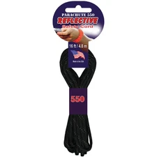 Pepperell Parachute Cord 4mmx16'-Reflective Black - PARAREF-1656