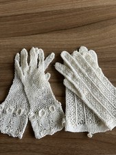 Vintage womens CROCHET lace dressy gloves Set