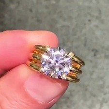 Image of 2.65 TCW Round Cut Moissanite Trio Band Engagement Wedding Ring 9ct Yellow Gold