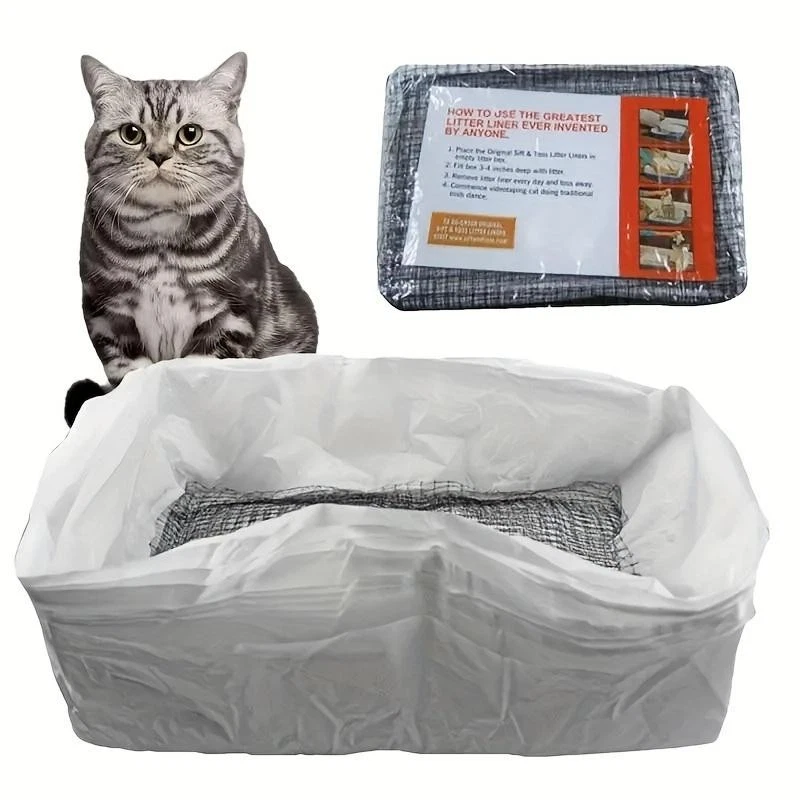 10pcs Reusable Cat Feces Filter, Hands Free Pet Cat Excrement Liners Filter Net - Image 2 of 4