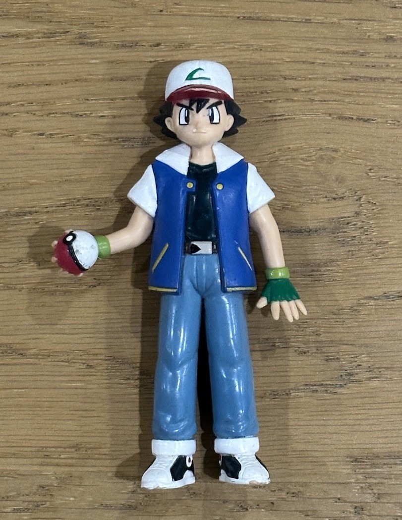 Vintage Ash Ketchum Pokemon Trainer Figure 4.75" TOMY 1998 Pokemon Game Freak