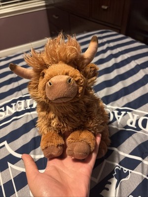 Highland Cow Stuffed Animal Realistic Scottish Cow Plush Toy Soft Farm Animal...
