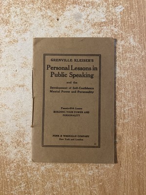 Personal Lessons In Public Speaking 25 by Grenville Kleiser (1911 PB Booklet)