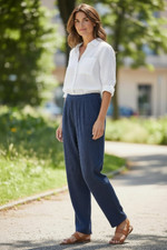 St John Basics Pants Women 6 Navy Knit Pull On Quietluxury Minimalist Wool Blend