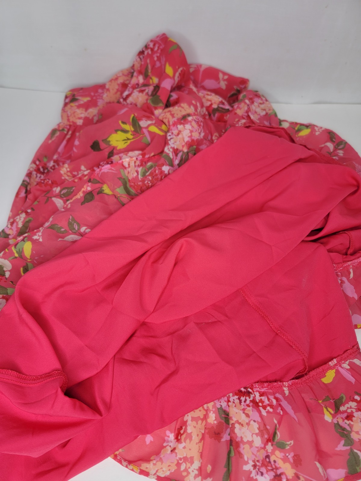 ME George Dress Size 10 Ruffle Sleeveless A-Line Salmon Pink Floral