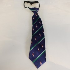 Repp Stripe Tie Boy Blue Green Animal Horse Equestrian Polo Suit Necktie Pre Tie