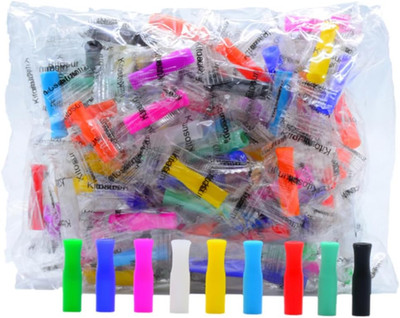 100Pcs Straw Tips Reusable Silicone Straws Tips for Meta Several Colors Food Gra