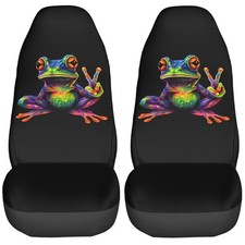 Delerain Car Seat Covers Set 2pcs Colorful One Size Peace Frog