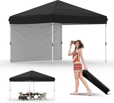 10x10 Ft Outdoor Pop Up Canopy Tent Sun Shelter with 1Pcs Sidewalls 4 Sandbags