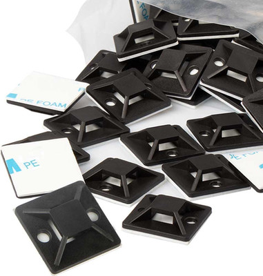 Zip Tie Mounts - Small Cable Tie Adhesive Mount, 1In/25Mm Black 100PCS. Wires Zi