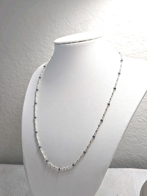 Old Blue Vintage Silver Beaded Neacklace Perfect For Little Girls.