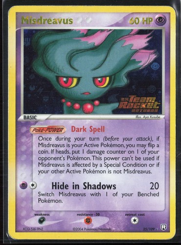 Misdreavus 25/109 EX Team Rocket Returns 2004 Reverse Holo Rare Pokémon Card