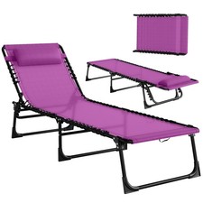 Chaise Lounge Pool Chair, Folding, Reclining, Purple