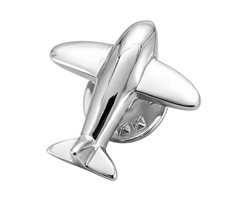 AIRPLANE | Modern Aviation Aircraft Pilot Plane Silver Lapel Pin Badge Brooch