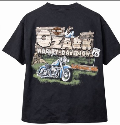 Harley-Davidson Ozark Lebanon MO Route 66 Graphic T-Shirt Black 2008 Mens XL