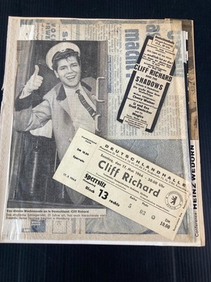 CLIFF RICHARD & THE SHADOWS TICKET + PRESSE 17.5.1964 BERLIN + DRAFI DEUTSCHER