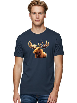 Moose-Head-1 Mens Graphic Tee, 100% Cotton, Casual Summer Wear