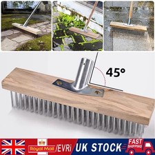 12" Metal Wire Broom Brush Sweeping Deck Scrub Heavy Duty Garden Moss Cleaner UK