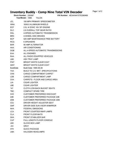 Automatic Transmission 4-122 2.0L Fits 96 AVENGER 2561765 - Изображение 2 из 3