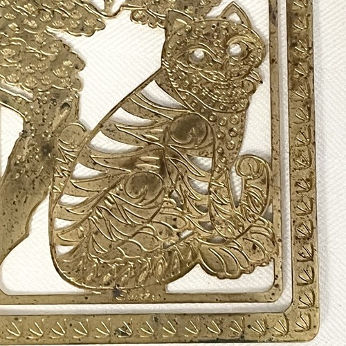Lasergeschnittenes Messing Lesezeichen Katze Kätzchen mit Streifen Quadrat - Bild 2 von 7