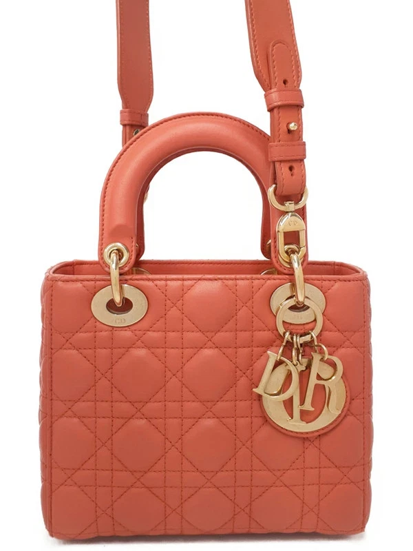 Dior — Christian Dior MY ABCDIOR Lambskin Leather Orange Shoulder Bag Women's #TB330