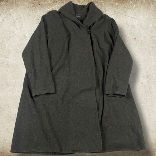 Adrienne Vittadini Cardigan Size 3X Wool Yak Hair Deep Olive Green Long Sweater
