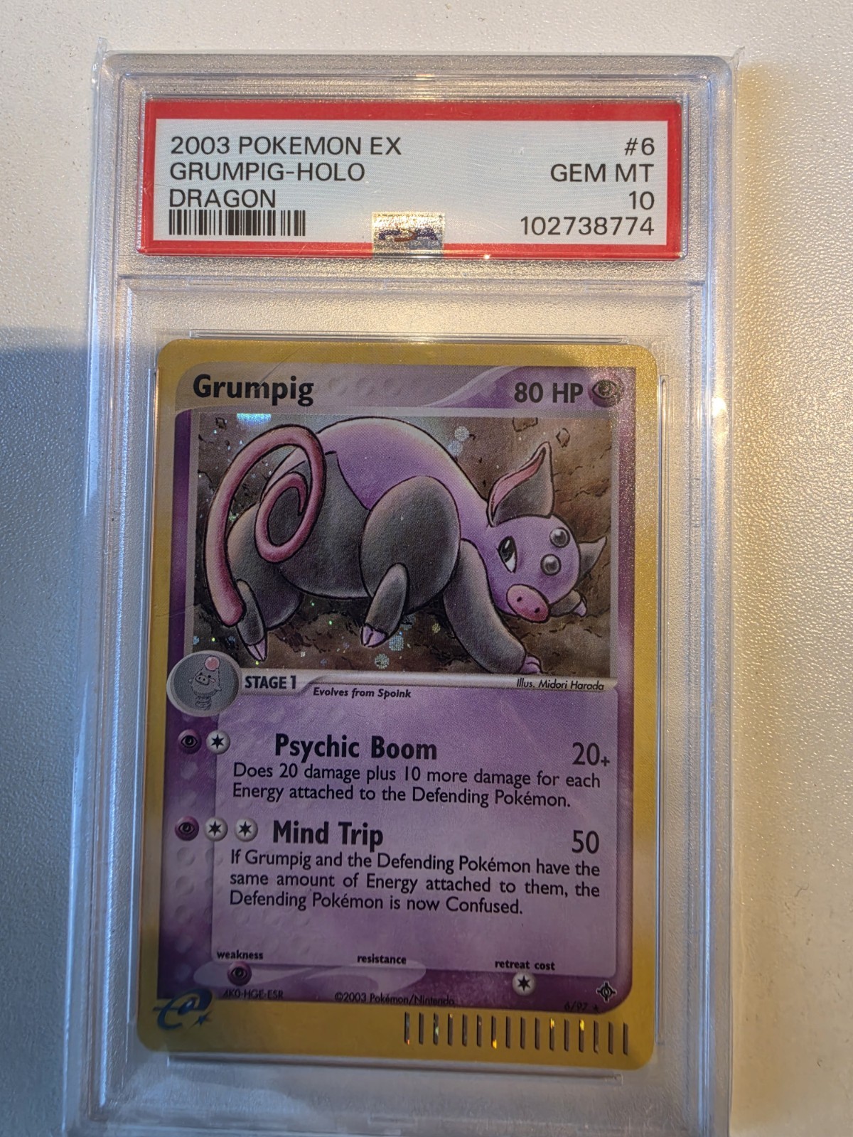 PSA 10 POP 36 2003 POKEMON EX DRAGON 6/97 GRUMPIG-HOLO