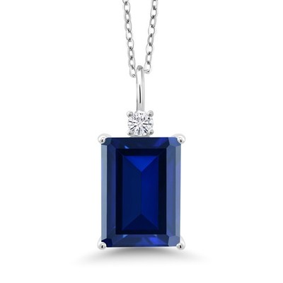 Gemstone Birthstone and Moissanite Pendant Necklace Women 925 Silver 18'' Chain