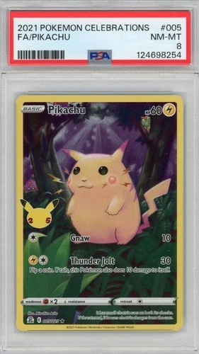 PIKACHU POKEMON CELEBRATIONS #005/025 FULL ART PSA 8 NM-MT