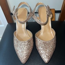 Women's J Crew Glitter Pointy-Toe Heels Champagne Chucky Glitter 6.5