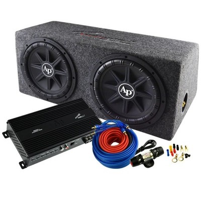 Audiopipe Dual 12'' Subwoofer Bass Package 800W RMS w/ Amp Kit