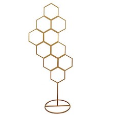 6 ft Gold Honeycomb Metal Floral Display Frame Wedding Arch Backdrop Stand Party