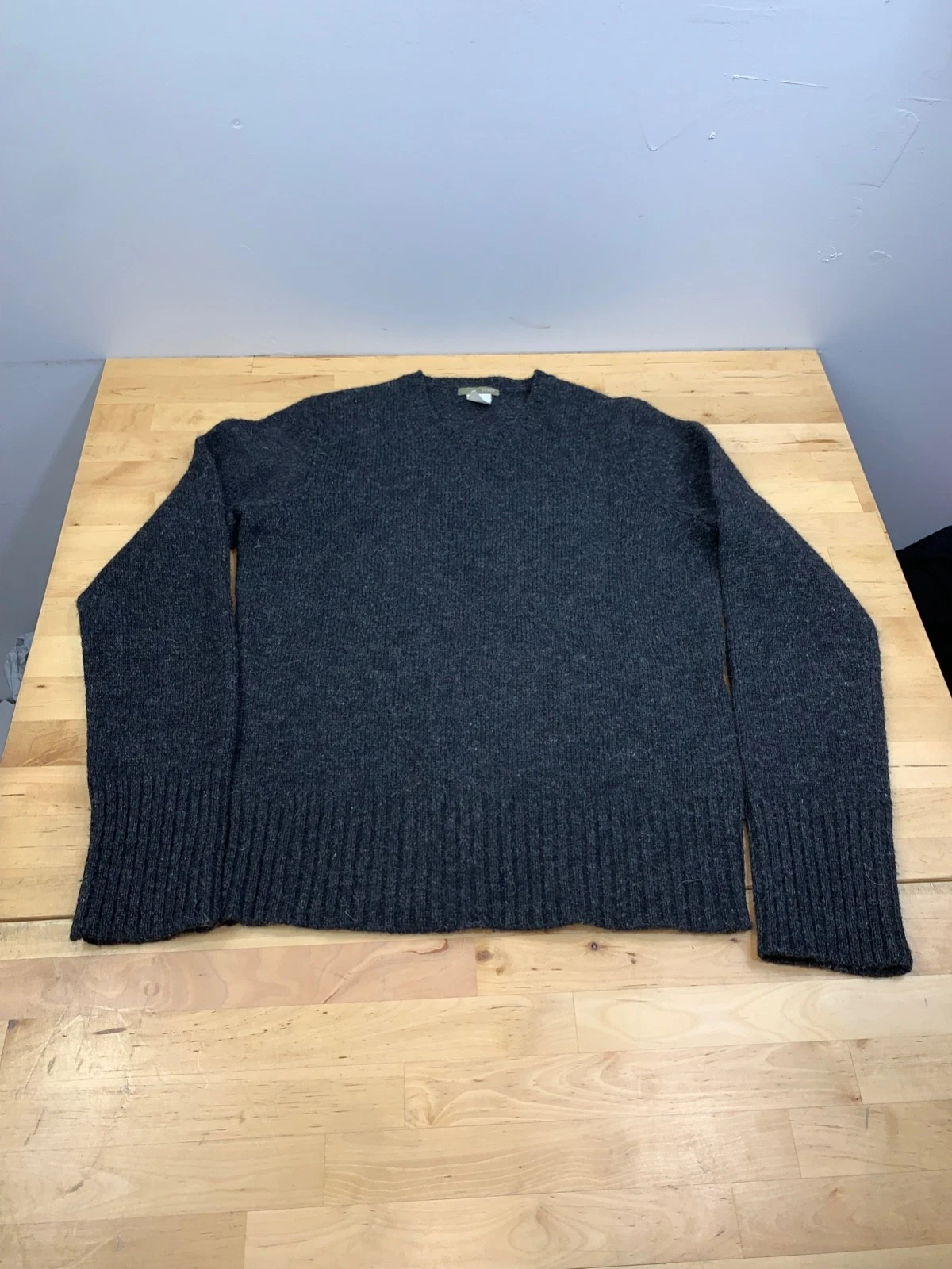 J Crew 100% Wool Sweater Medn M Gray Fitted Casual Long Sleeve 12339