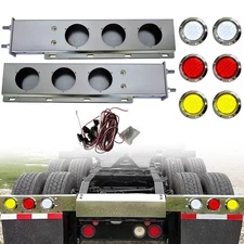 Stainless Steel Spring Mud Flap Hanger Bar LED Light 2.5" Bolt for Semi Truck