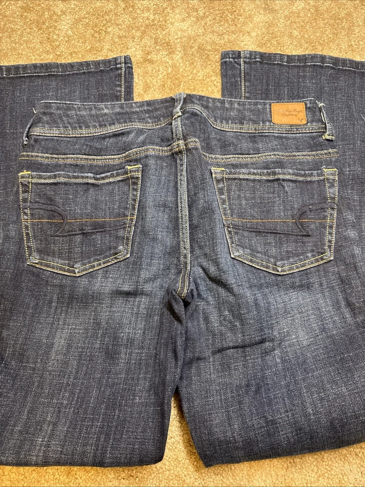 AE American Eagle оригинальный загрузки размер 6 короткие эластичной женщин джинсы синий темно стирка - Изображение 4 из 4