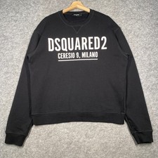 DSquared2 Sweatshirt Mens XL Black Spell out Print Long Sleeve VGC