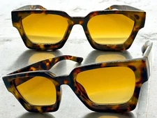 Classic Elegant Vintage Retro Style SUNGLASSES Thick Tortoise Frame Honey Lens