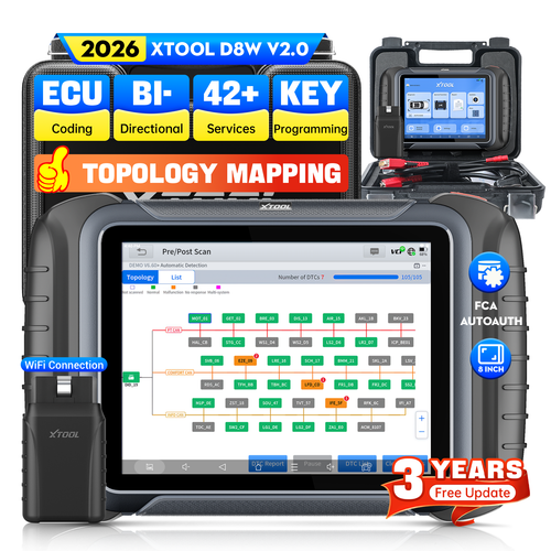 2026 XTOOL D8W 2.0 OBD2 Scanner Diagnostic Key Programming ECU Coding 42+Service - Foto 1 di 16