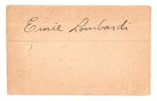 Autographed 3x5 Notecard - Ernie Lombardi  Cincinnati Reds  (d' 1977)  HOF