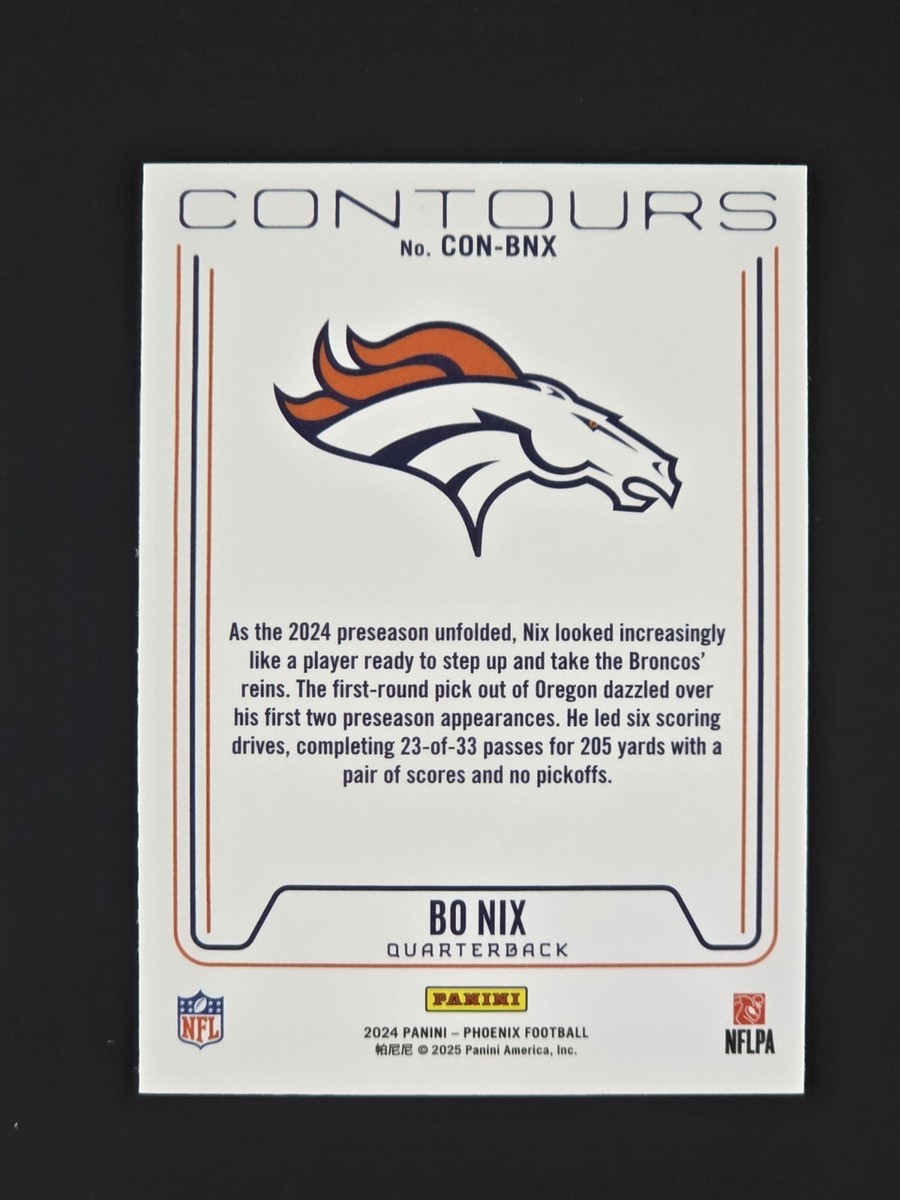 Bo Nix 2024 Panini Phoenix NFL RC Contours Rookie #CON-BNX Broncos