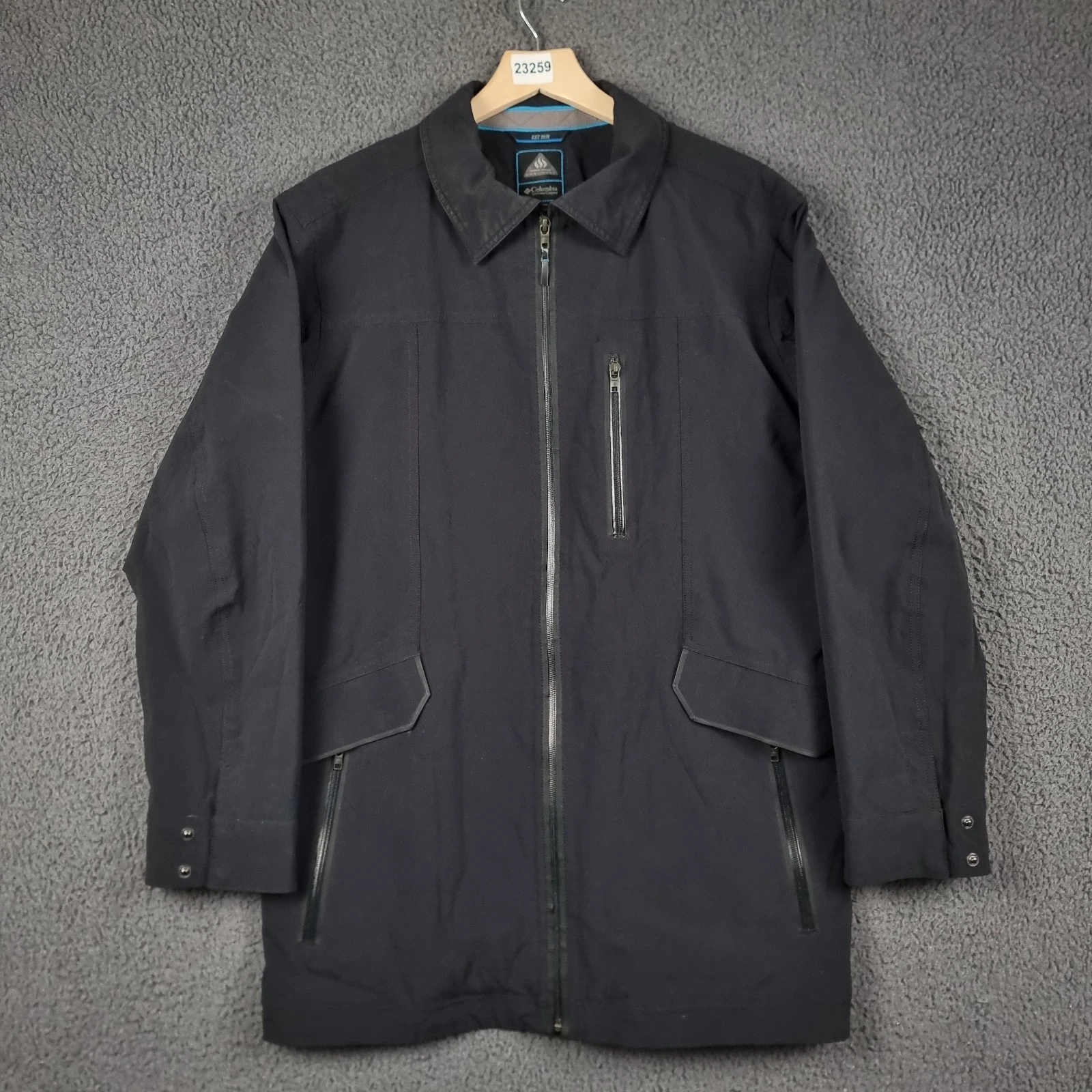 COLUMBIA Jacket Mens XL Black Omni Heat Transit Zone Shell II Waterproof Coat