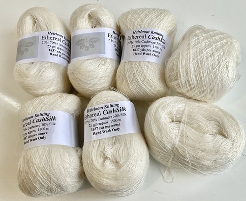Heirloom Knitting Ethereal Gossamer Cash Silk Knitting Yarn 1500m 25g Ball - Picture 3 of 4