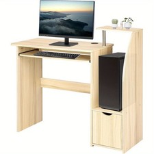 Computer Desk, Home Office Desk with Sliding Keyboard Tray and Storage Drawer