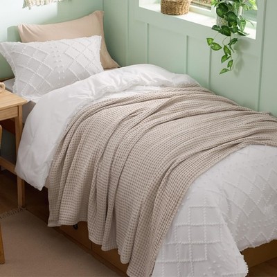 Bedsure 100% Cotton Twin XL Blanket for Bed, Xl (66'' X 90''), Linen