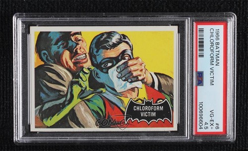 1966 Topps Batman Black Bat #6 Chloroform Victim — PSA 4.5