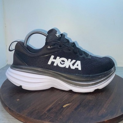 Hoka One One Bondi 8 Womens 8.5 Shoes Black Running Sneaker Comfort 1127952 BWHT