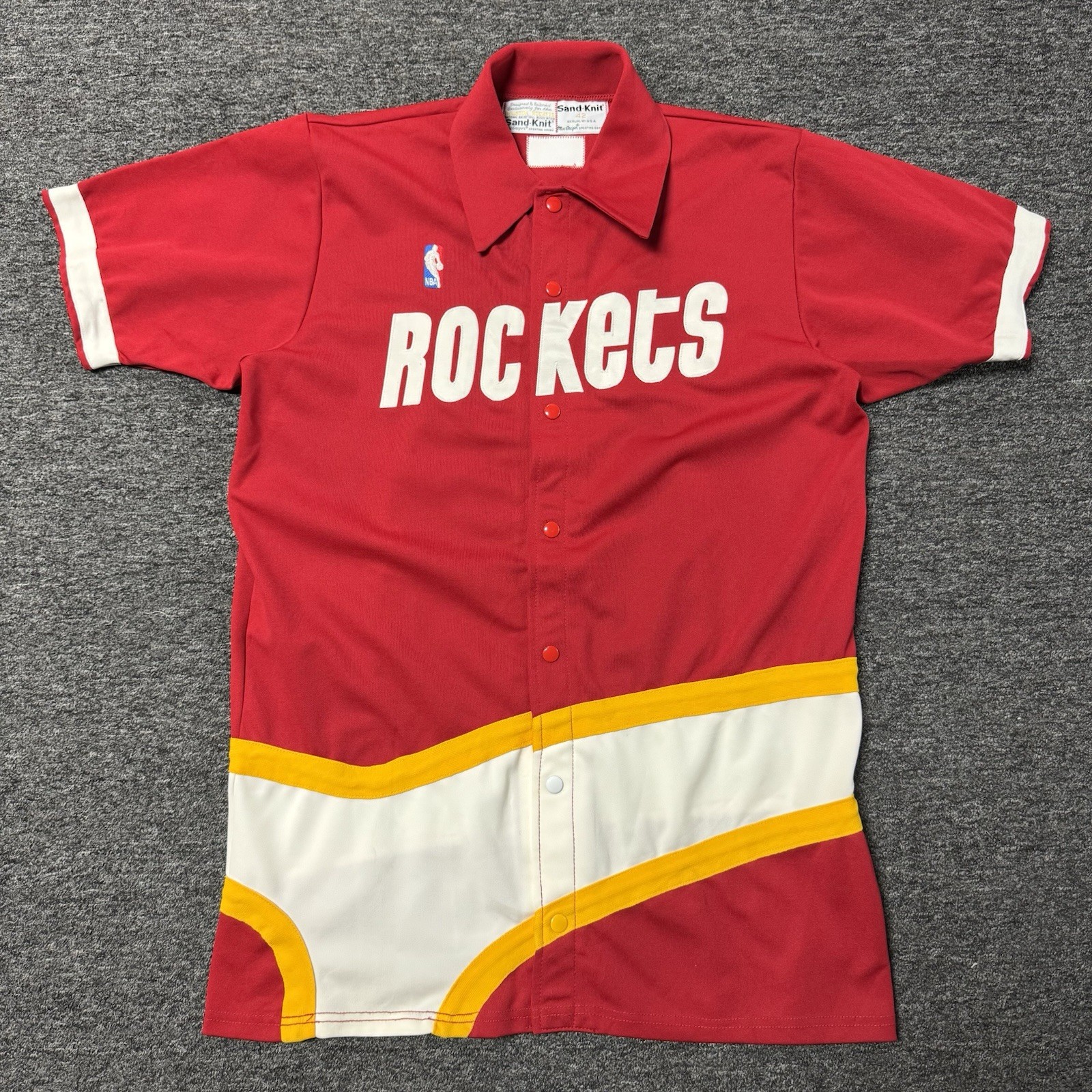 Vintage 80S Rare Sand Knit Mac Gregor Houston Rockets Shooting Shirt Jersey 42