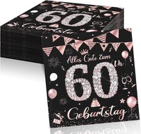 Geburtstagsdeko Servietten RoséGold 33X33Cm 40 StüCk FüR 60. Geburtstag Mann