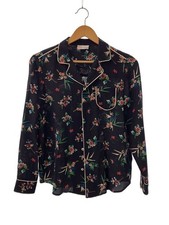 RED VALENTINO Long Sleeve Blouse 38 Silk BLK Allover Pattern MR3AB175338