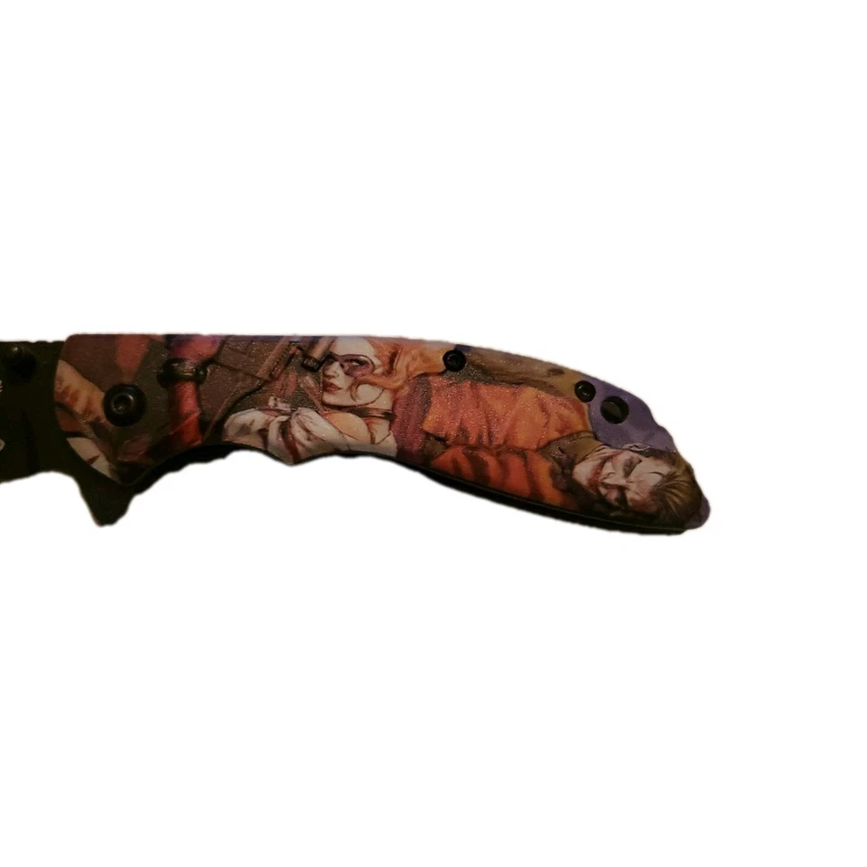 8英寸弹簧辅助3D小丑手柄滴点刀片折叠口袋刀 — 第 3/4 张图片